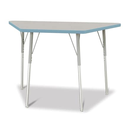 Jonti-Craft Berries Trapezoid Activity Tables, 24 in. x 48 in., A-height, Freckled Gray/Coastal Blue/Gray 6438JCA131